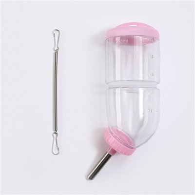 Поилка для грызунов, 500 мл, 20.5×5 см, розовая