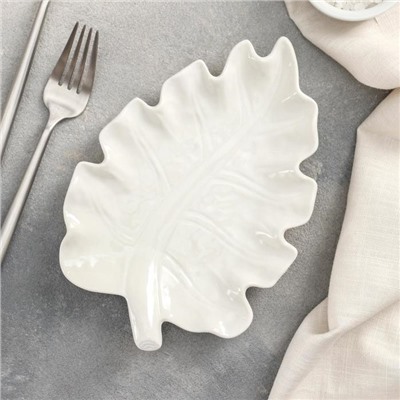 Блюдо «Лист», 20×14 см, керамика, белое