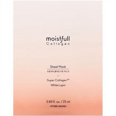 Etude House, Moistfull, тканевая маска с коллагеном, 1 шт., 25 мл (0,84 жидк. унции)