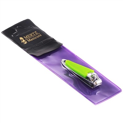 Mertz Книпсер для ногтей с обрезиненной ручкой 443 малый, салатовый, 5,5 см 3490