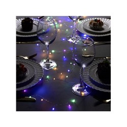 Гирлянда «Мишура» 5 м роса, IP20, серебристая нить, 100 LED, 2 режима, батарейки AAх3 (нет в комплекте), свечение мульти