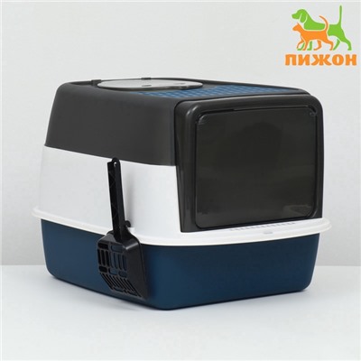 Туалет закрытый, 51×34×37 с, с совком, прозрачный, пластик, синий