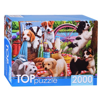 Пазлы 2000 TOPpuzzle "Щенки на пикнике"