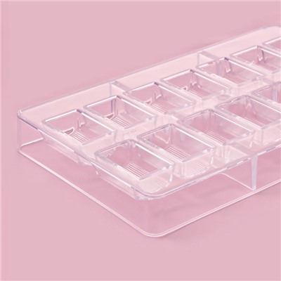 Форма для конфет и шоколада «Шоколатье», 20×12×2.5 см, 14 ячеек 3.3×2.1×1.5 см, прозрачная