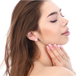 Серьги "Керамика" клевер ,покрытие: посеребрение, цвет камня: белый, цвет: розовый,  91269, арт. 847.654