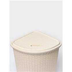 Корзина для белья угловая с крышкой «Ротанг», 60 л, 40.5×40.5×57 см, слоновая кость