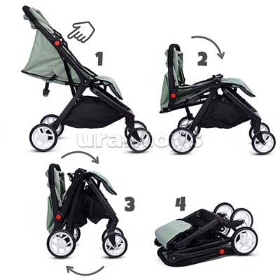 Коляска для кукол прогулочная, складная, с корзиной, цвет хакки, в пакете