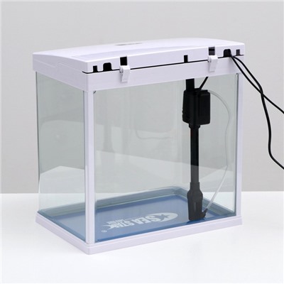 Аквариум SeaStar HX-390F в комплекте: LED-лампа 3х цветная, 7 режимов, фильтр, 30 л, белый