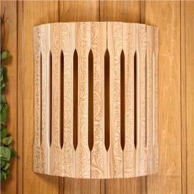 Абажур для бани и сауны «Русские узоры», липа, 31×27×11 см, настенный угловой, «Добропаровъ»