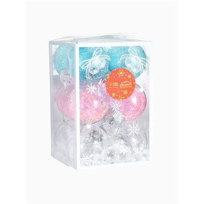 Ёлочные игрушки «Калейдоскоп» каприз, шары новогодние, d=6 см, набор 12 шт., МИКС