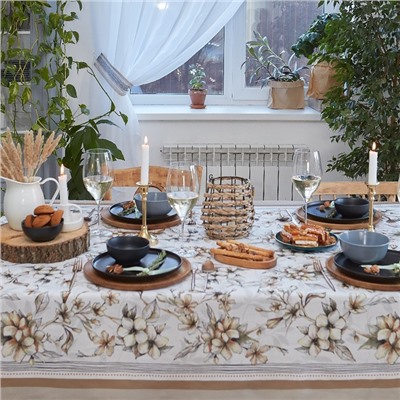 Скатерть «Этель» Floral mood, 110×147 см, 100 % хлопок, репс 210 г/м²