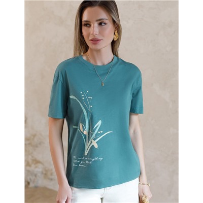 Футболка из фактурного полотна с авторским принтом