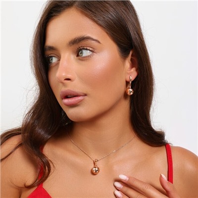 Комплект ювелирной бижутерии коллекция "Дубай" серьги и кулон, покрытие позолота, арт.215.495