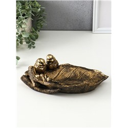 Подставка для мелочей «Птички», полистоун, 26×17×8 см, под золото