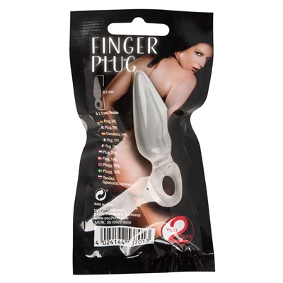 Анальная втулка с колечком на пальчик Finger Plug - 9,5 см.