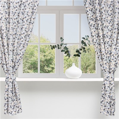 Шторы для кухни «Этель. Треугольники», 149×180 см - 2 шт., подхваты - 2 шт.