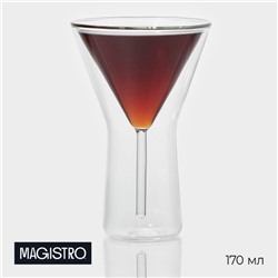 Бокал для мартини с двойными стенками Magistro «Айс», 170 мл, 10.3×15.7 см, стекло, прозрачный
