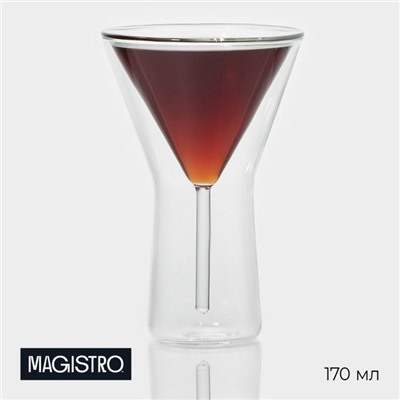 Бокал для мартини с двойными стенками Magistro «Айс», 170 мл, 10.3×15.7 см, стекло, прозрачный