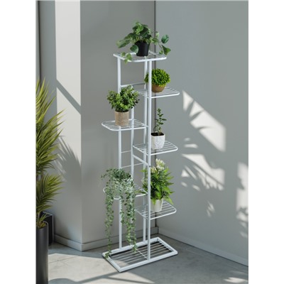 Подставка для цветов Greengo, 7 полок, 43×22×126 см, напольная, металл, белая