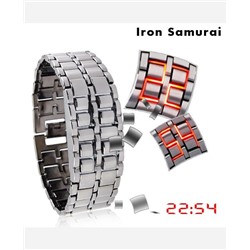 LED-часы "Самурай" Черный браслет, красные диоды 903457