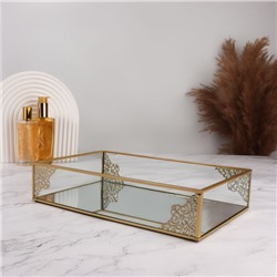 Органайзер для хранения «GREAT», стеклянный, с зеркальным дном, 29×17.5×6 см, цвет медный