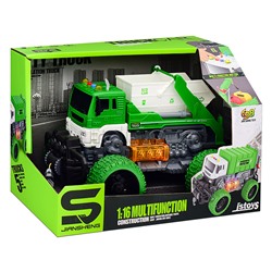 Машина "Мусоровоз для строительного мусора" 1:16 (свет, звук) в коробке