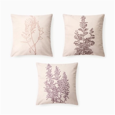 Чехол на подушку 3 шт. «Этель» Botanic, 40×40 см, велюр