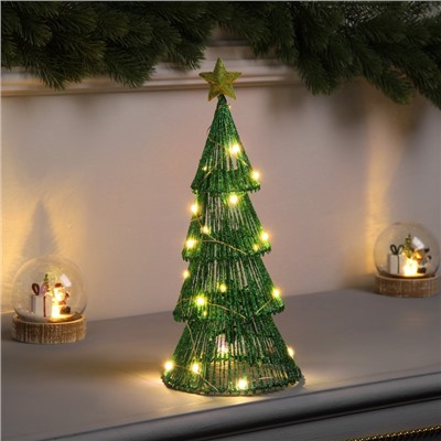 Светодиодная фигура «Ёлочка зелёная» 31×13×13 см, 20 LED, батарейки ААx2 (не в комплекте), свечение теплое белое