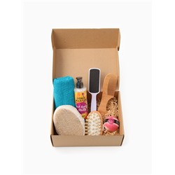 Набор подарочный «Этель», полотенце 30×60 см, мочалка, массажёр