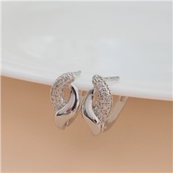 Серьги ювелирная бижутерия, покрытие посеребрение, вставка: фианиты, цвет: прозрачный, арт.213.564