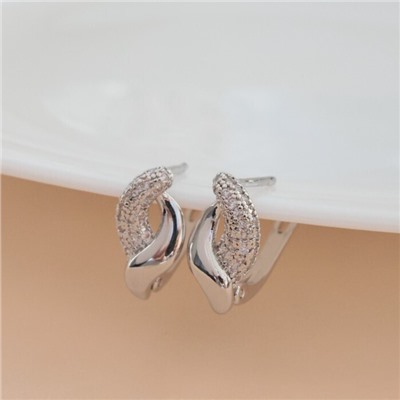 Серьги ювелирная бижутерия, покрытие посеребрение, вставка: фианиты, цвет: прозрачный, арт.213.564