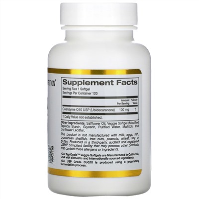 California Gold Nutrition, коэнзим Q10, 100 мг, 120 растительных капсул