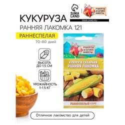 Семена Кукуруза сахарная "Ранняя лакомка 121", 5 г