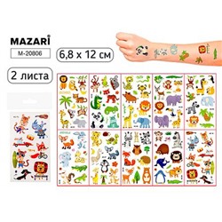 Тату стикеры 6,8 х 12 см ЖИВОТНЫЕ 2 л. M-20806 Mazari