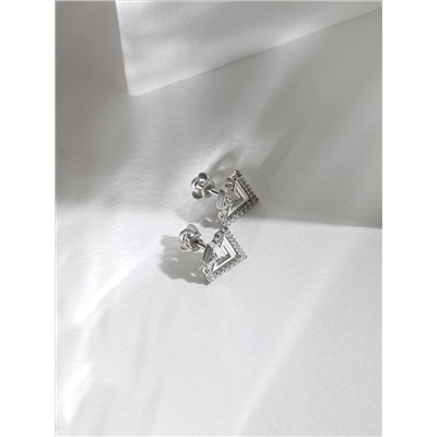 Серьги-пусеты из серебра с фианитами родированные 925 пробы с-7273р200