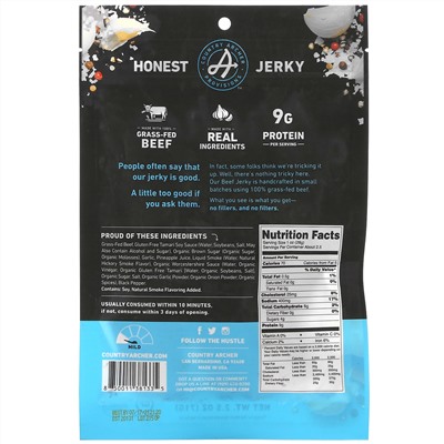 Country Archer Jerky, Grass-Fed Beef Jerky, Original, 2.5 oz (71 g)