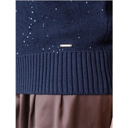 Джемпер с V вырезом и цельнокроенным рукавом из хлопковой пряжи с пайетками