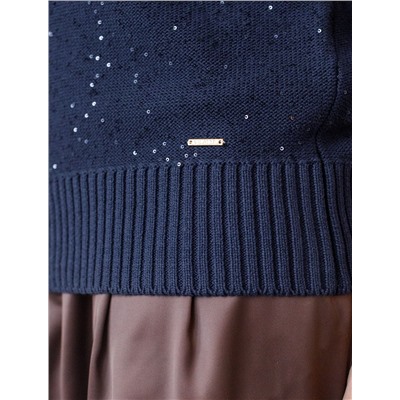 Джемпер с V вырезом и цельнокроенным рукавом из хлопковой пряжи с пайетками