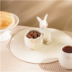 Конфетница SL Home «Лесные кролики», 600 мл, 17.5×11.5×16.8 см, керамика, белая