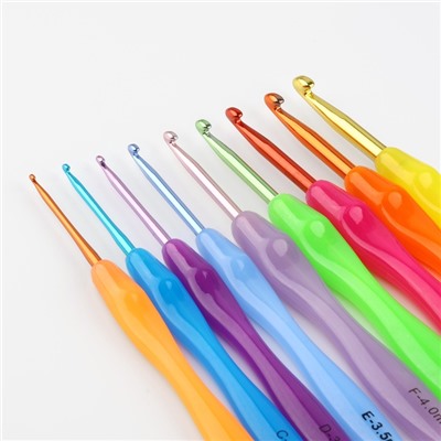 Набор крючков для вязания, d = 2-6 мм, 17 см, 9 шт., цвет разноцветный