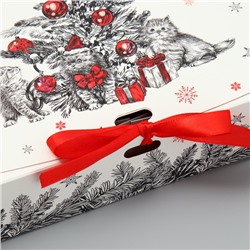 Коробка подарочная новогодняя складная двухсторонняя «Тепла и уюта», 20×18×5 см