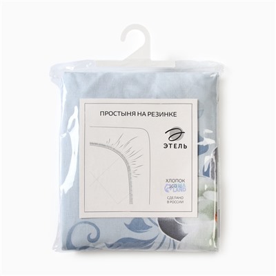 Простыня на резинке 1.5-спальная «Этель. Кувшинки (вид 2)», 140×200+25, бязь