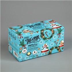 Гирлянда «Нить» 5 м с насадками «Ёжики белые», IP20, прозрачная нить, 30 LED, свечение тёплое белое, 8 режимов, 220 В