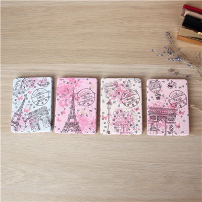 Зеркало карманное 6х8 см / 1613-3 /уп 12/288/кожзам,стразы