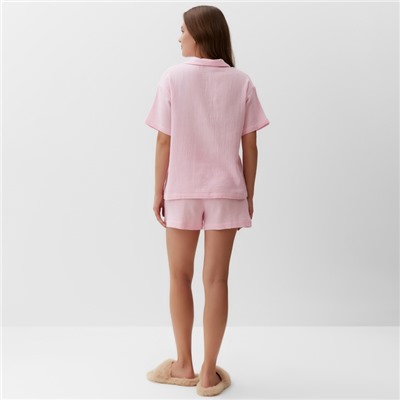 Пижама женская (рубашка, шорты) KAFTAN Basic, размер 40-42, розовая