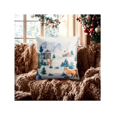 Наволочка декоративная новогодняя «Этель. Зима», 40×40 см, велюр