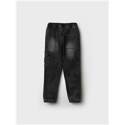 Брюки текстильные джинсовые утепленные флисом для мальчиков