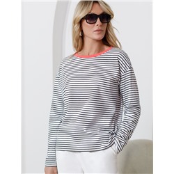 Лонгслив в полоску из премиального хлопка с эластаном