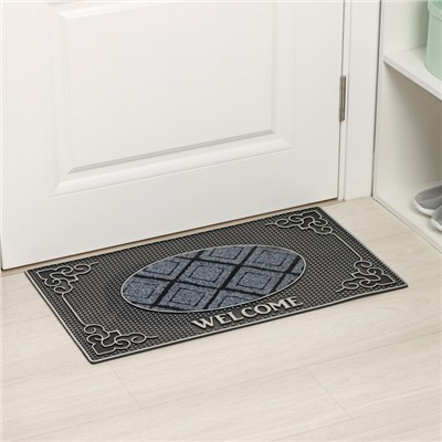 Коврик придверный Доляна Welcome, резиновый, прямоугольный, 40×70 см, МИКС