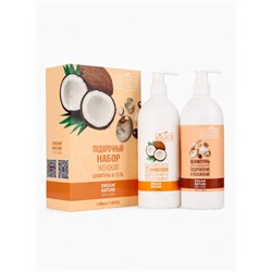 Подарочный набор женский DREAM NATURE SPA CARE оздоровление, гель для душа и шампунь по 500 мл, кокос